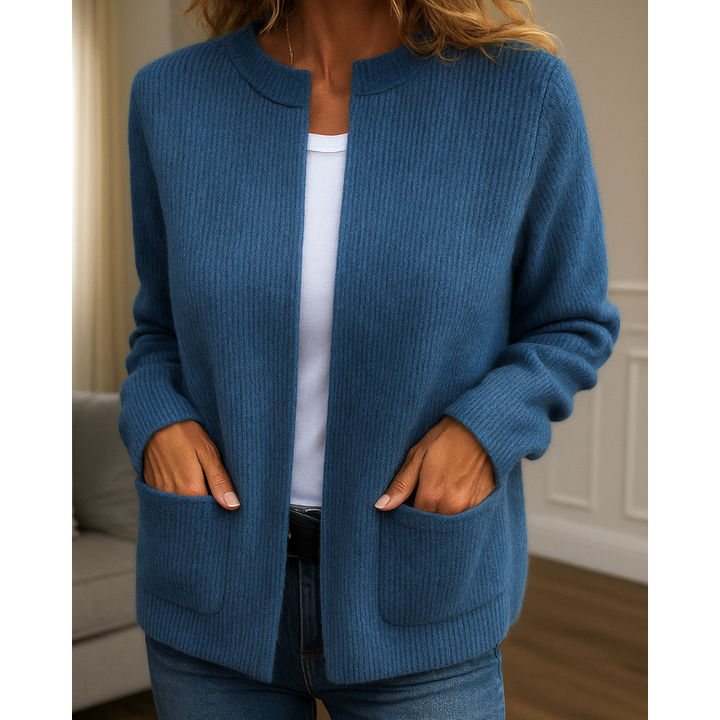Grauer Strick-Cardigan mit Reißverschluss
