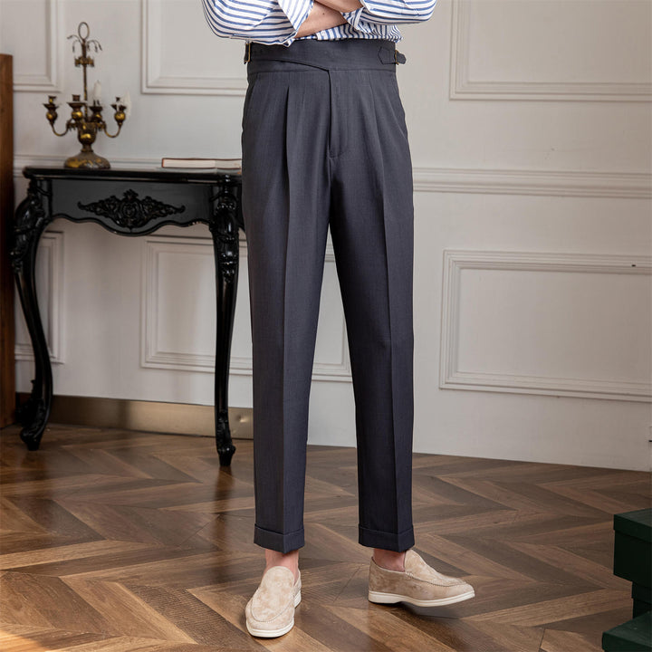 Sartoriale High-Waist Bundfaltenhose in Grau