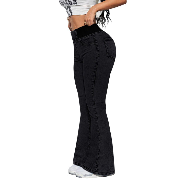 High-Waist Schlagjeans mit Elastikbund
