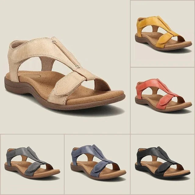 Schwarze Komfort-Sandalen mit Klettverschluss für Damen