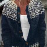 Sieglind – Marine-Strickjacke mit Passe