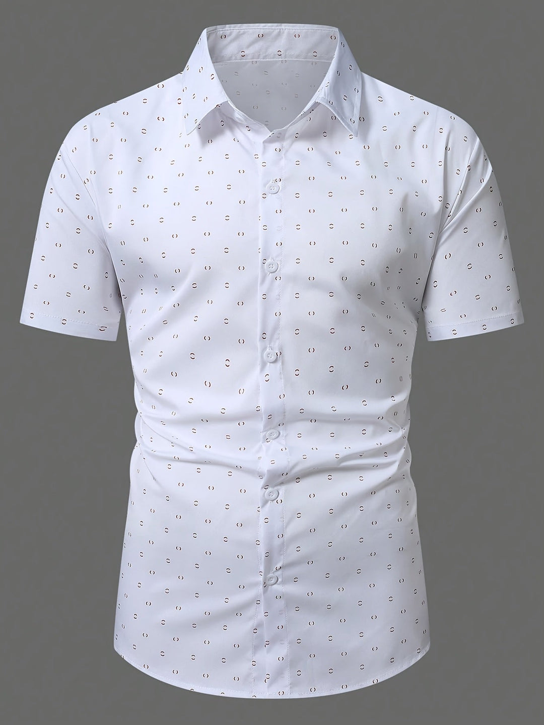 Weißes Kurzarm-Hemd mit geometrischem Muster