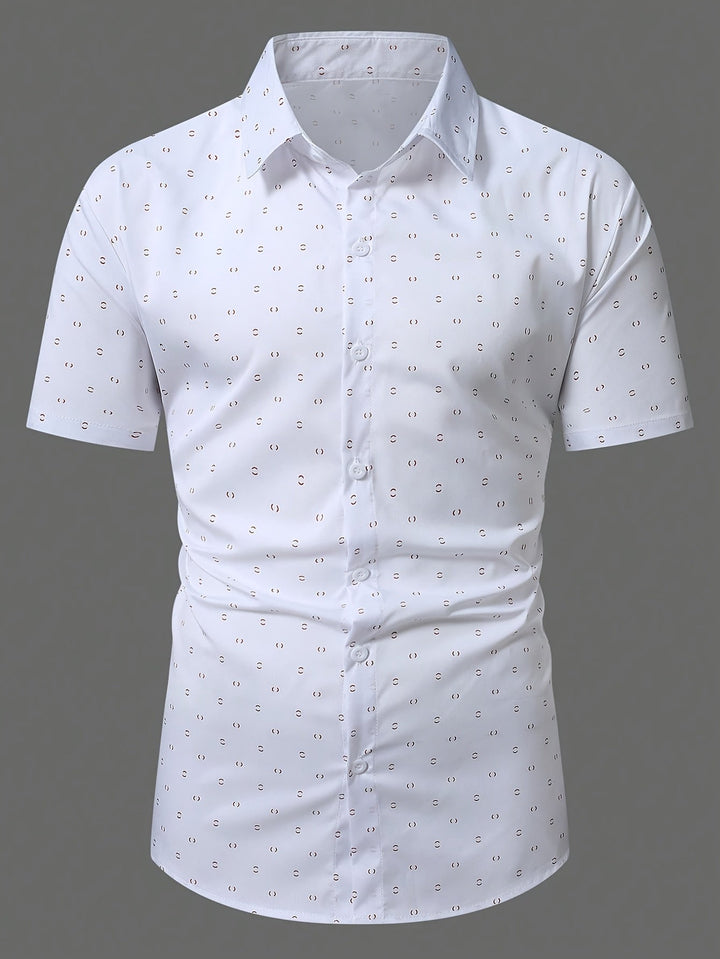 Weißes Kurzarm-Hemd mit geometrischem Muster