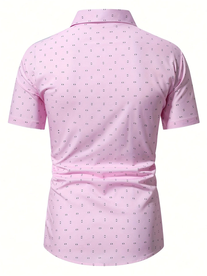 Weißes Kurzarm-Hemd mit geometrischem Muster