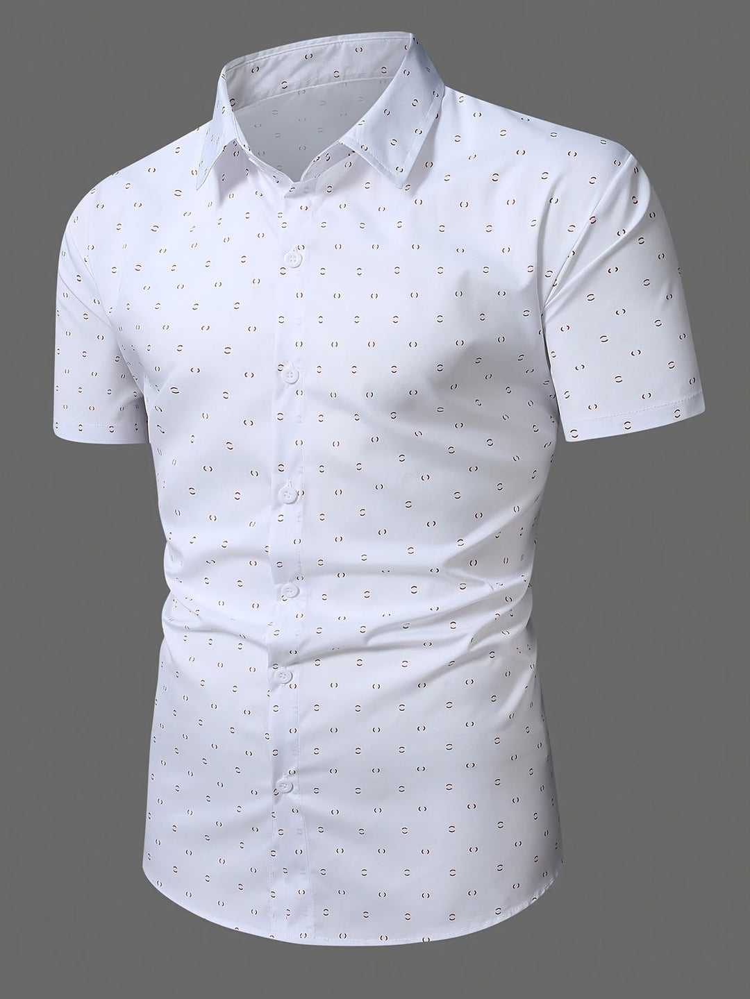 Weißes Kurzarm-Hemd mit geometrischem Muster