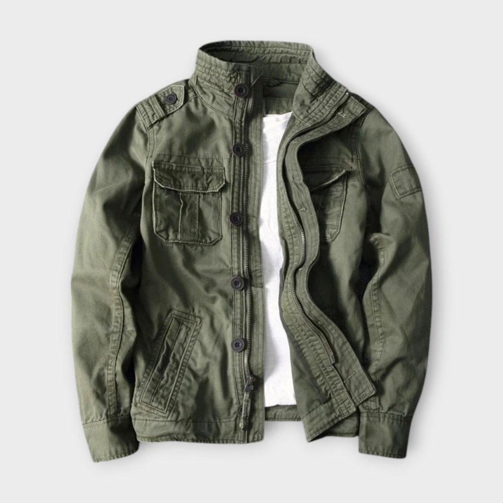 Strukturierte Utility-Jacke in tiefem Olivgrün