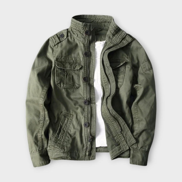 Strukturierte Utility-Jacke in tiefem Olivgrün