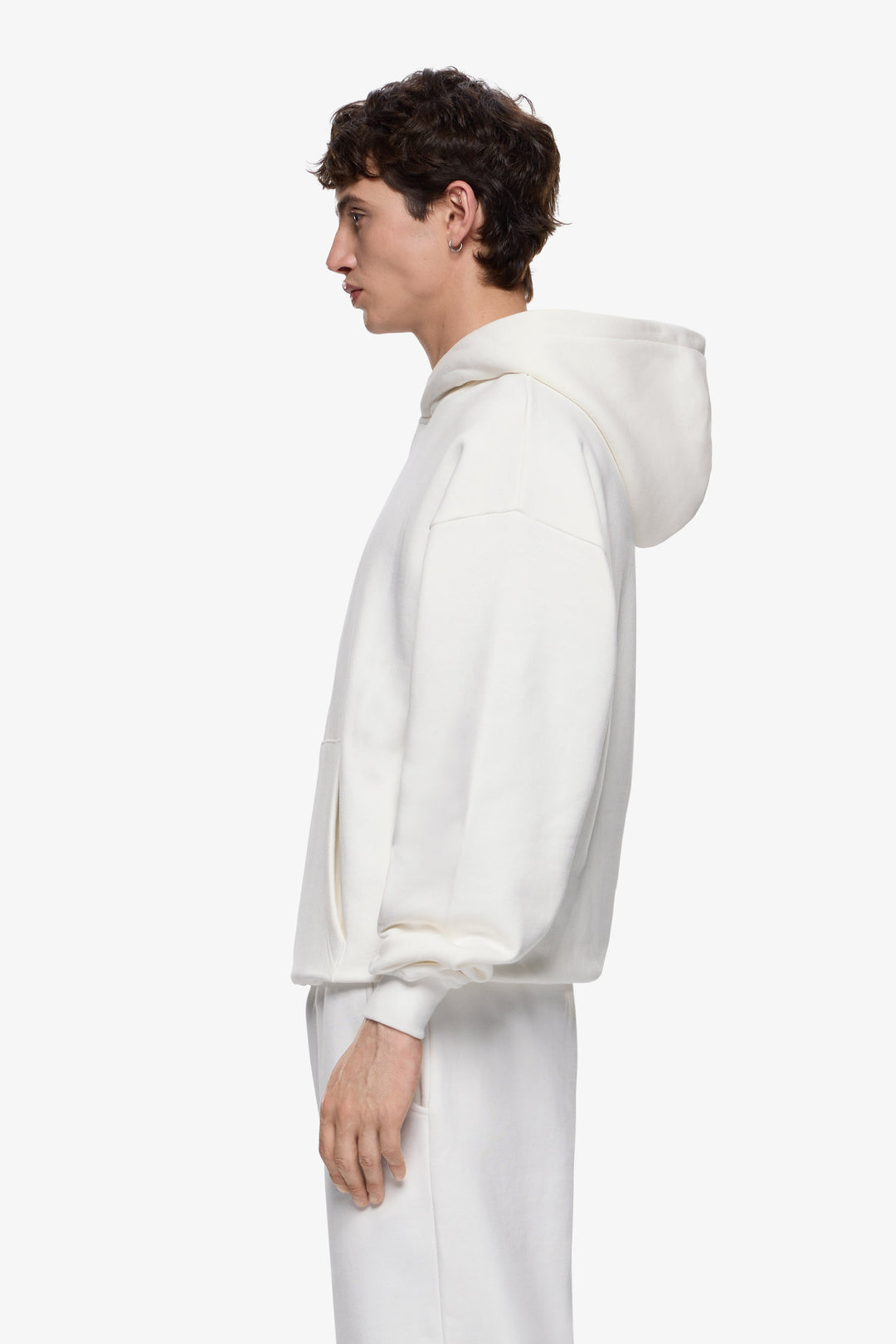 Premium Minimalistischer Hoodie in Off-White
