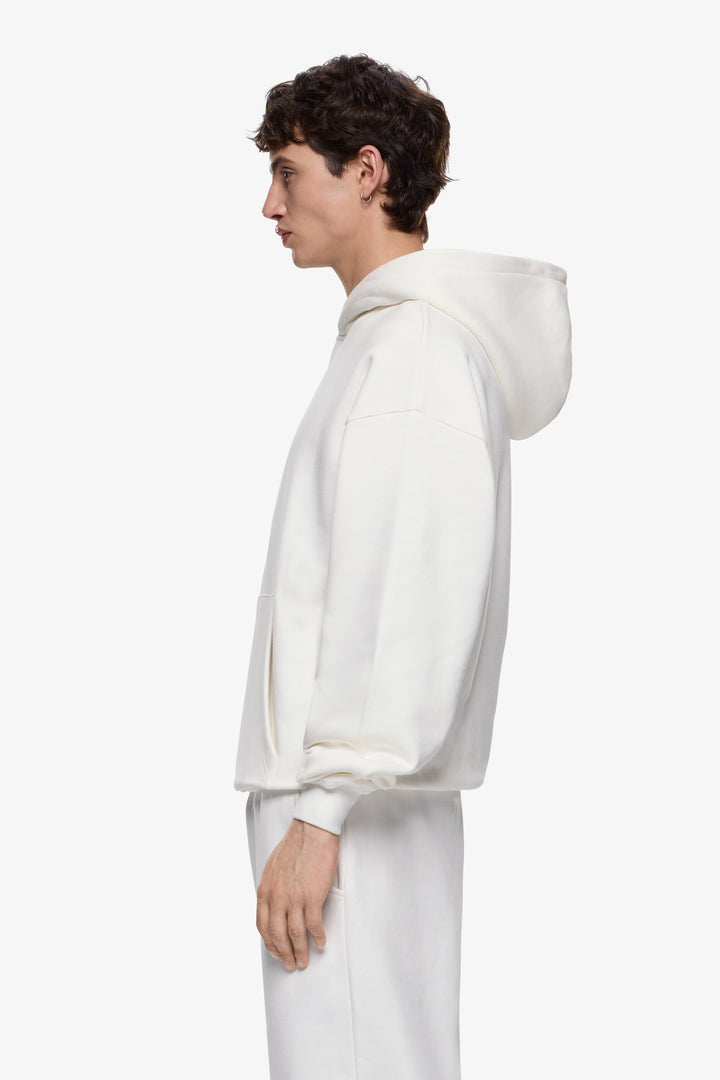 Premium Minimalistischer Hoodie in Off-White