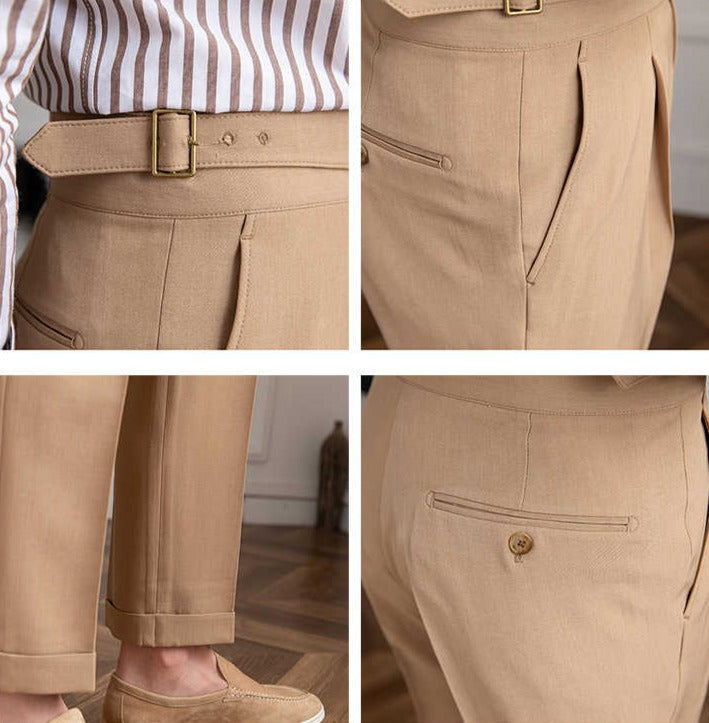 Sartoriale High-Waist Bundfaltenhose in Grau