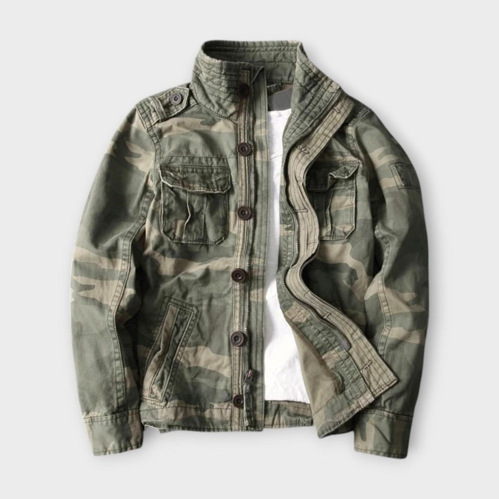 Strukturierte Utility-Jacke in tiefem Olivgrün