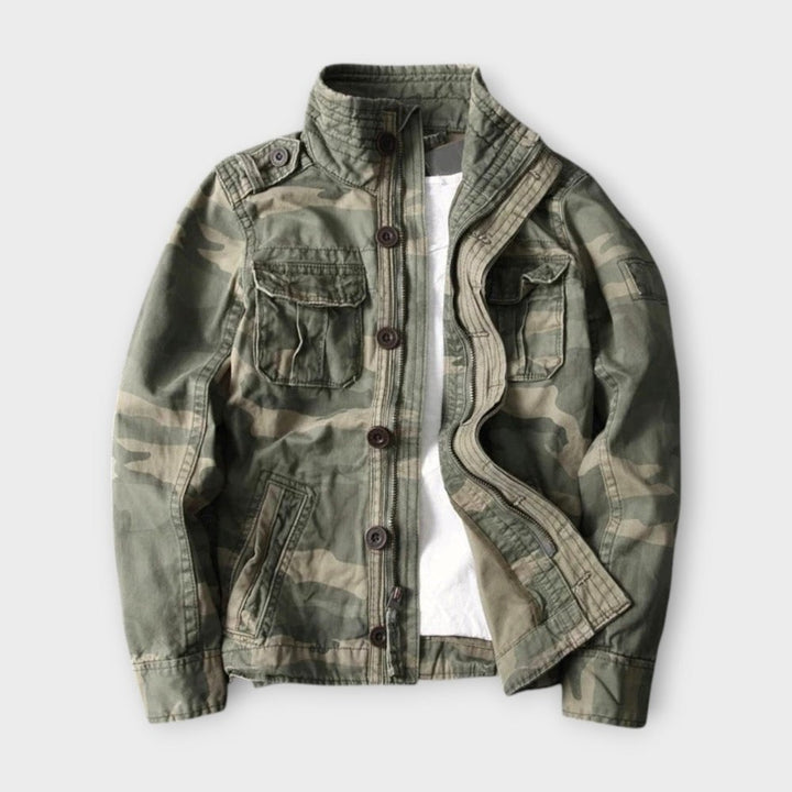 Strukturierte Utility-Jacke in tiefem Olivgrün