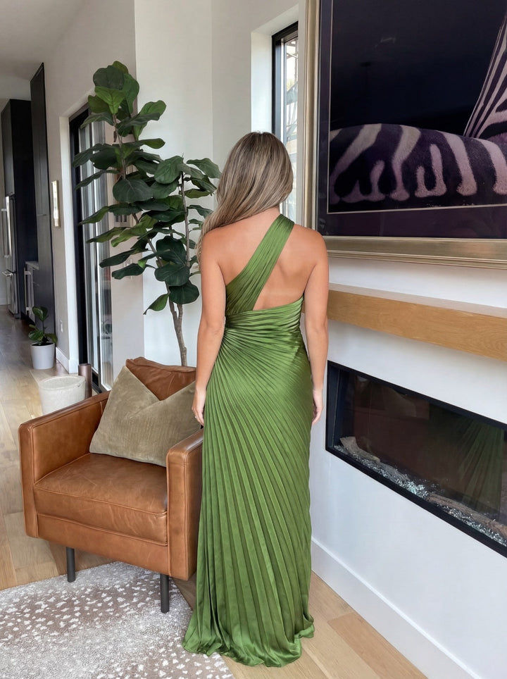 Asymmetrisches One-Shoulder-Kleid mit Plissee-Struktur