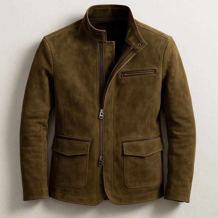 Premium Herren Wildlederjacke mit Stehkragen
