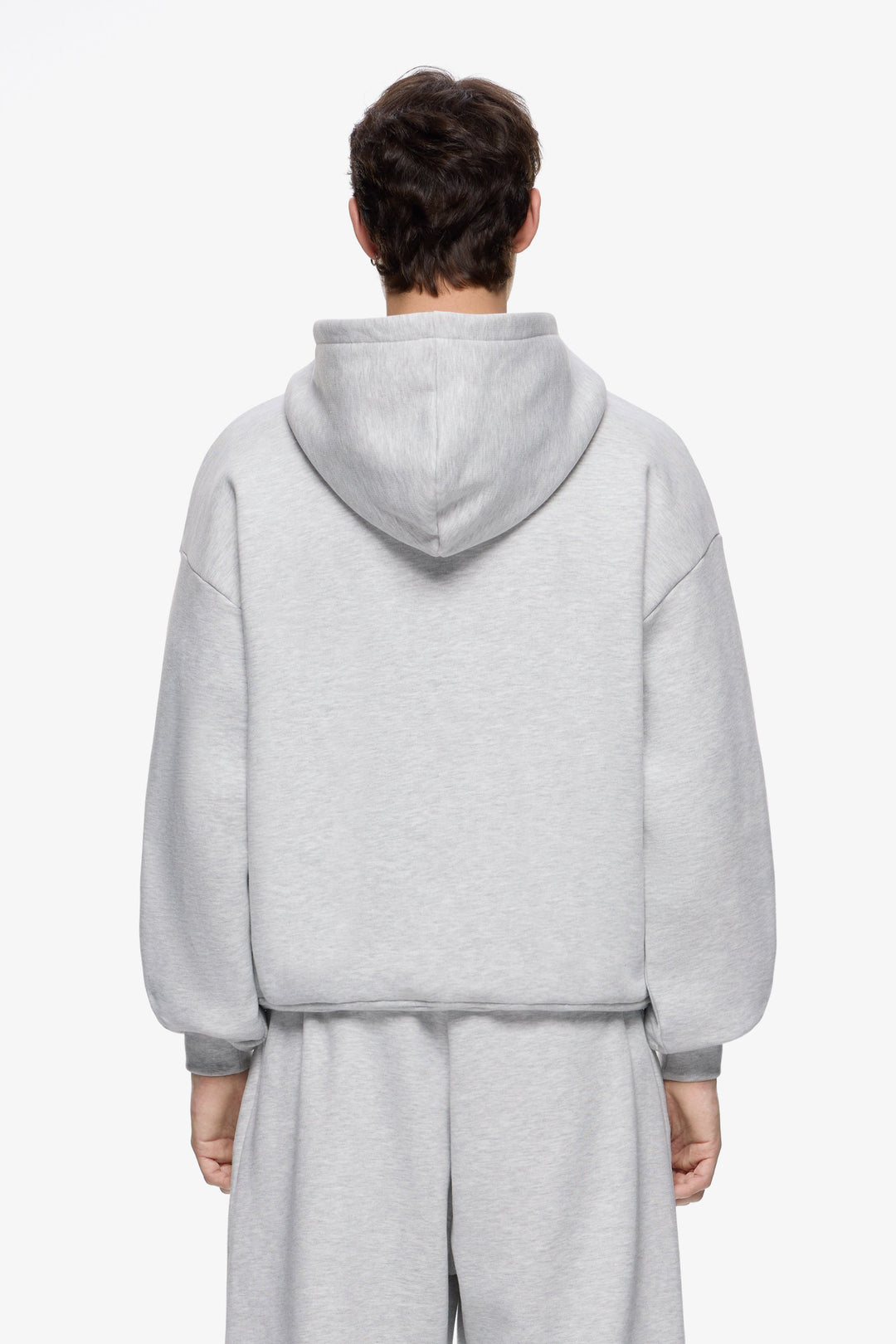 Premium Minimalistischer Hoodie in Grau Meliert