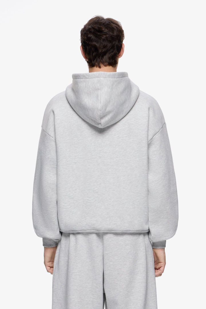 Premium Minimalistischer Hoodie in Grau Meliert