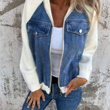 Odette - Jeansjacke im Material-Mix