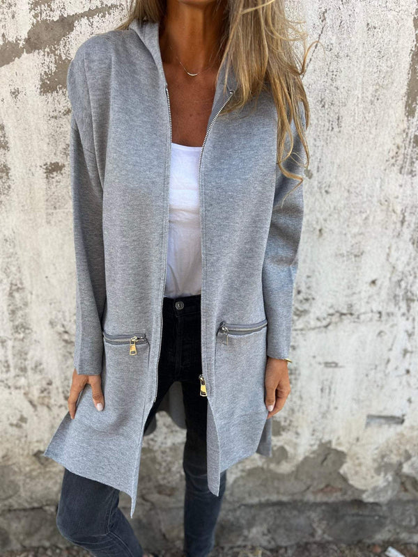 Greta – Lange Jacke mit Kapuze