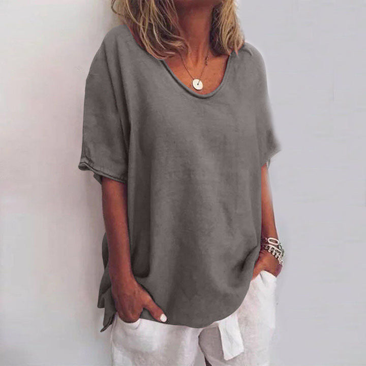 Altrosafarbenes Damen-Oversize-Shirt mit Rundhalsausschnitt
