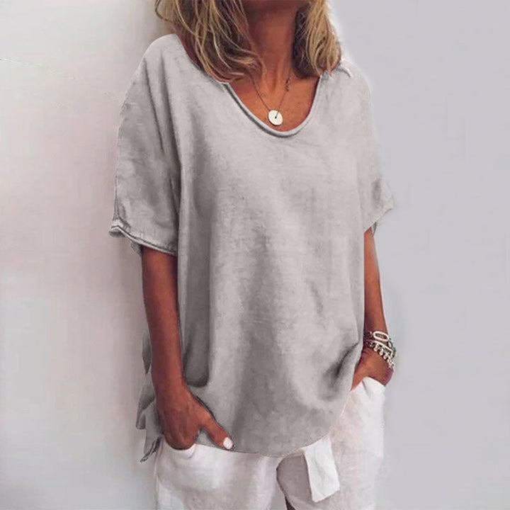 Altrosafarbenes Damen-Oversize-Shirt mit Rundhalsausschnitt