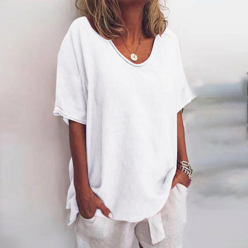 Altrosafarbenes Damen-Oversize-Shirt mit Rundhalsausschnitt