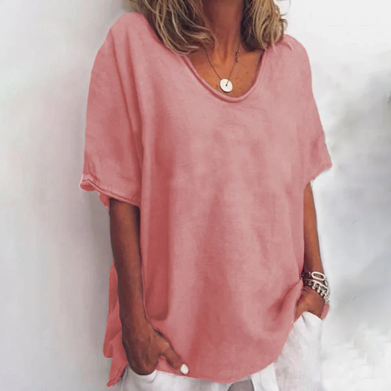 Altrosafarbenes Damen-Oversize-Shirt mit Rundhalsausschnitt