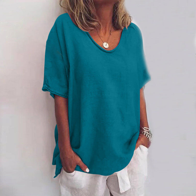 Altrosafarbenes Damen-Oversize-Shirt mit Rundhalsausschnitt