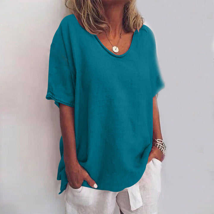 Altrosafarbenes Damen-Oversize-Shirt mit Rundhalsausschnitt