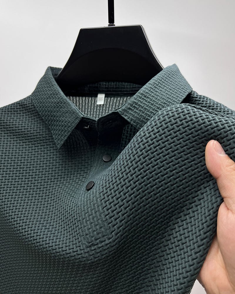 Dunkelgraues Poloshirt mit strukturierter Webart