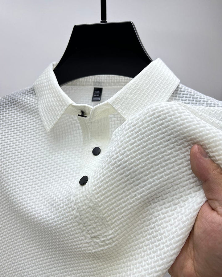 Dunkelgraues Poloshirt mit strukturierter Webart