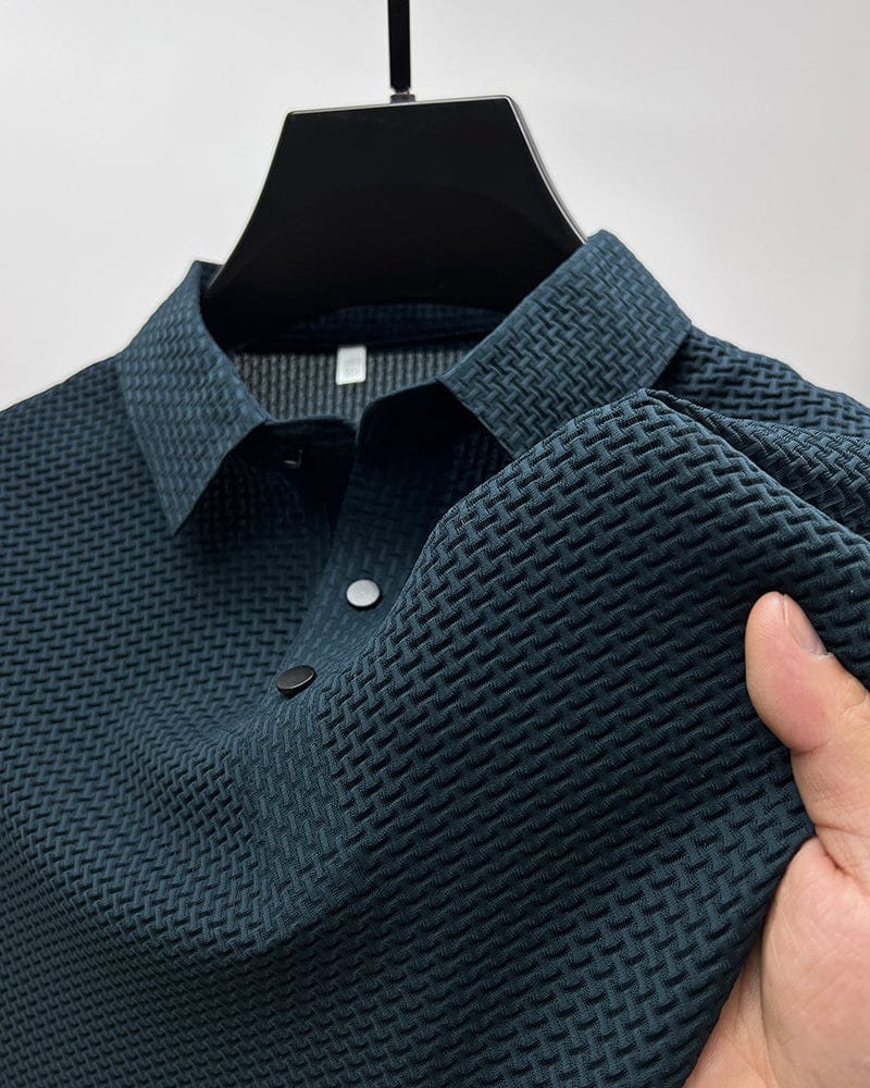 Dunkelgraues Poloshirt mit strukturierter Webart