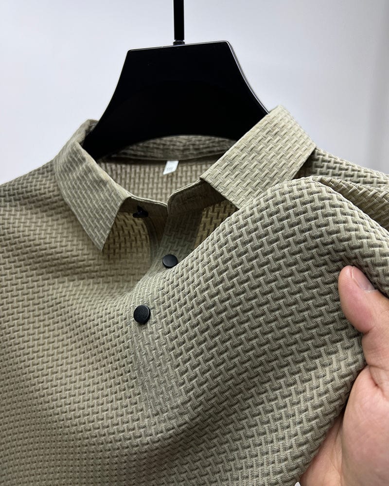 Dunkelgraues Poloshirt mit strukturierter Webart