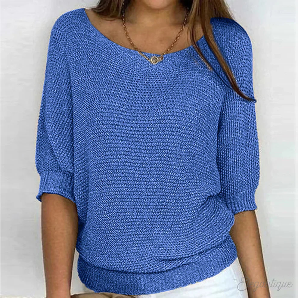 Grüner Fledermaus-Strickpullover