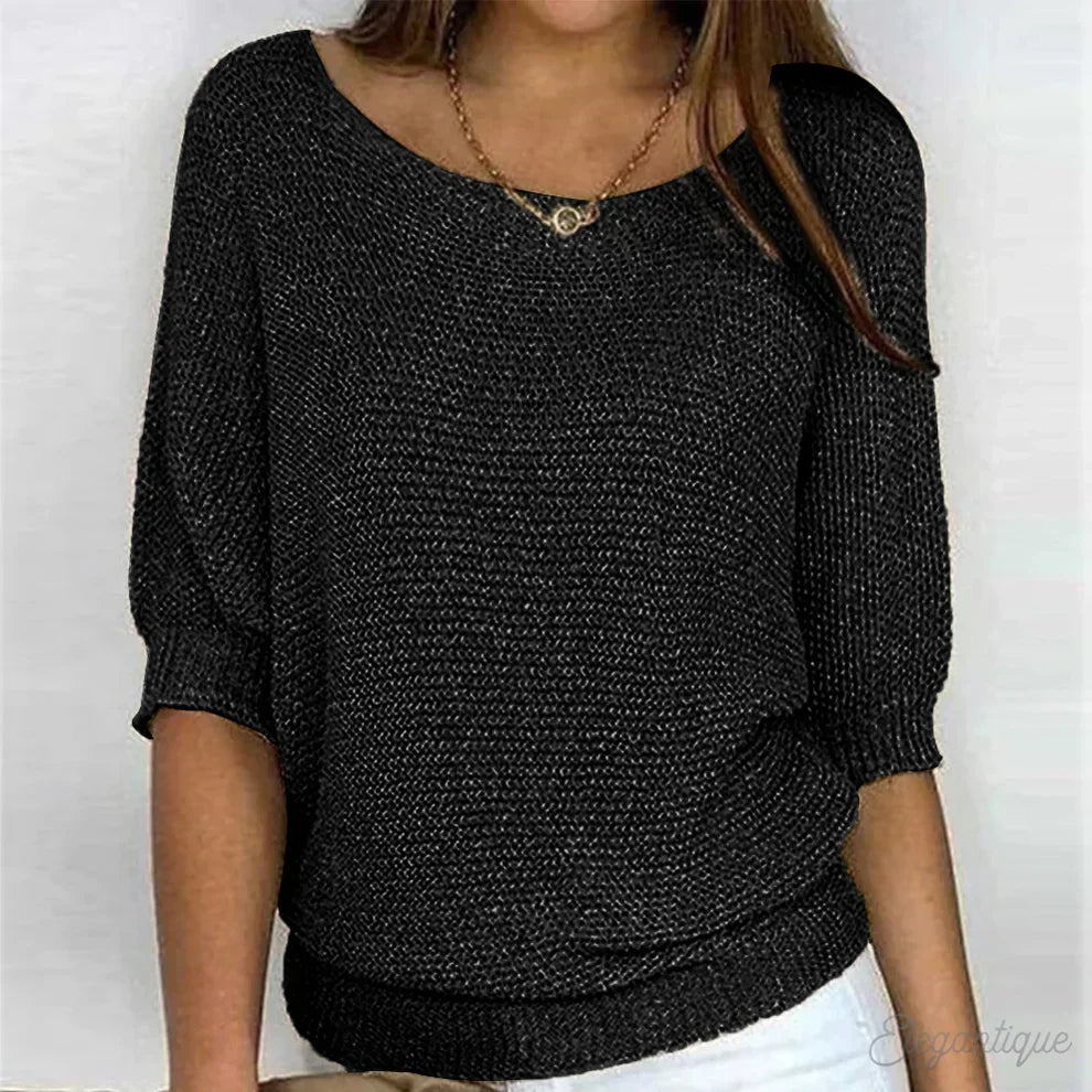 Grüner Fledermaus-Strickpullover