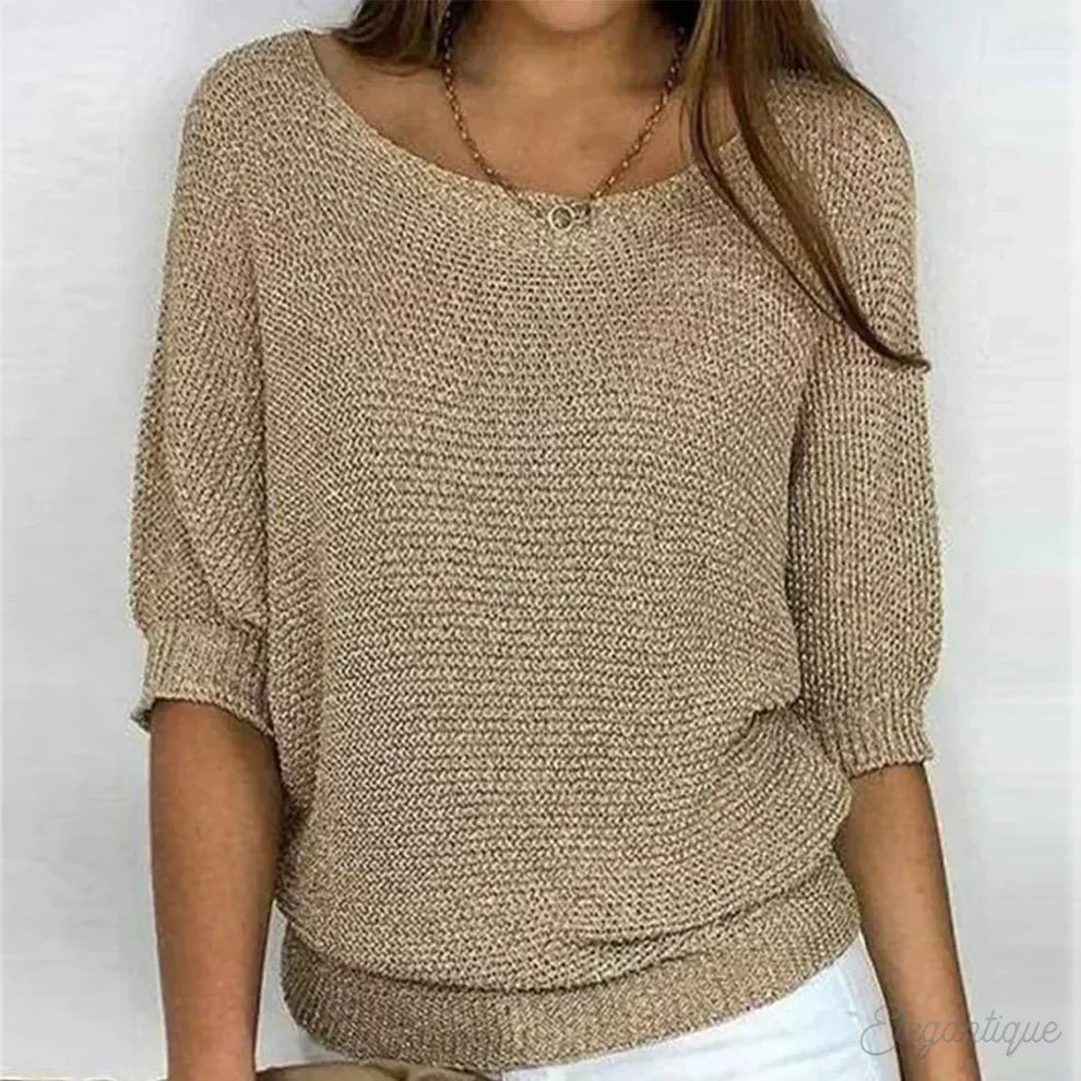 Grüner Fledermaus-Strickpullover