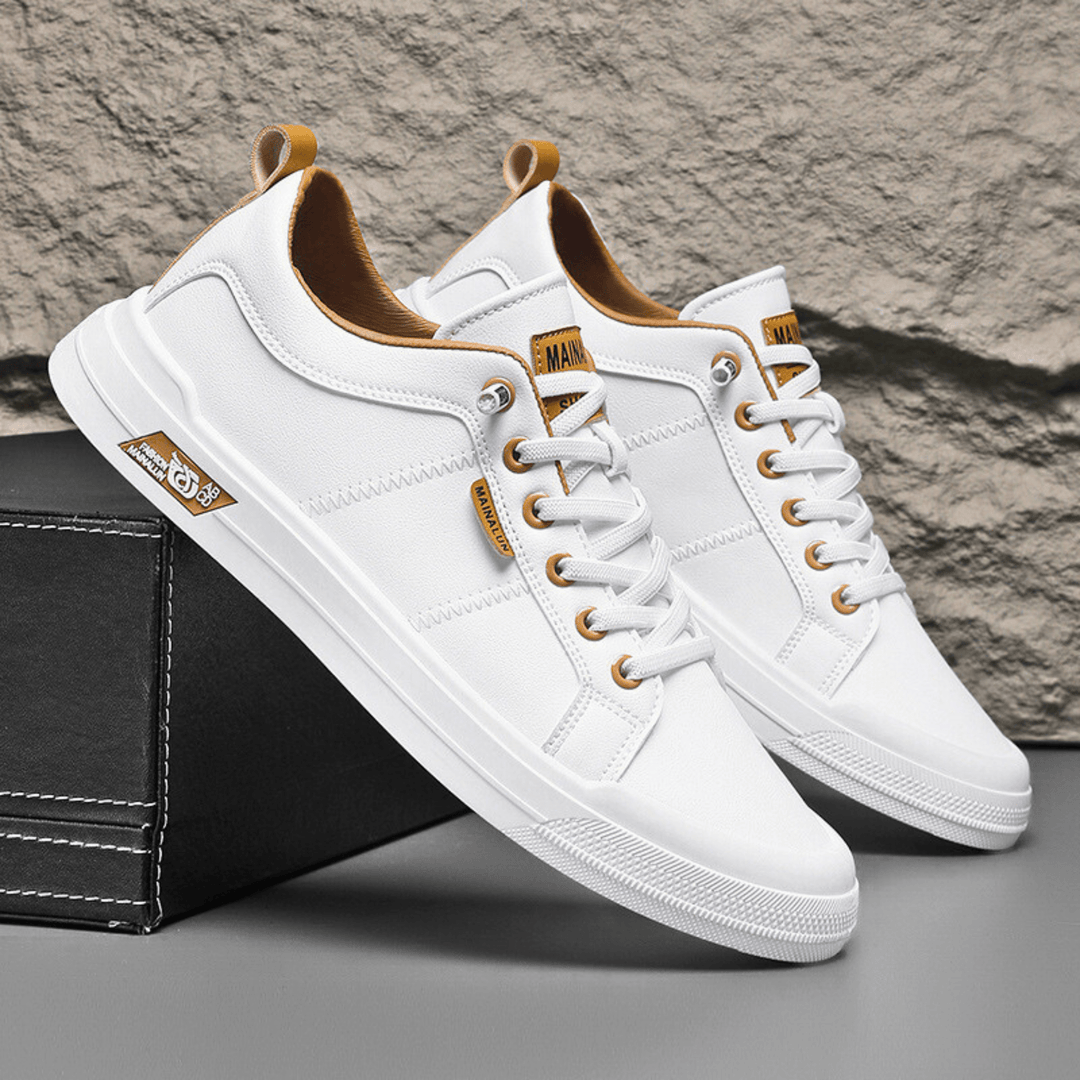 Cleaner Casual-Sneaker mit Camel-Akzenten